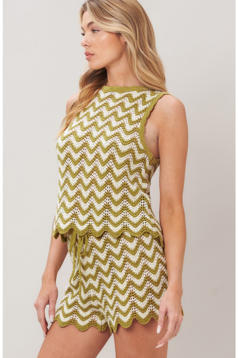 Chevron Crochet Top, Alternate, color, OLIVE/ WHITE