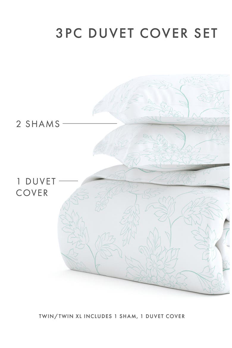 Premium Ultra Soft Vine Pattern 3-Piece Duvet Cover Set, Alternate, color, AQUA