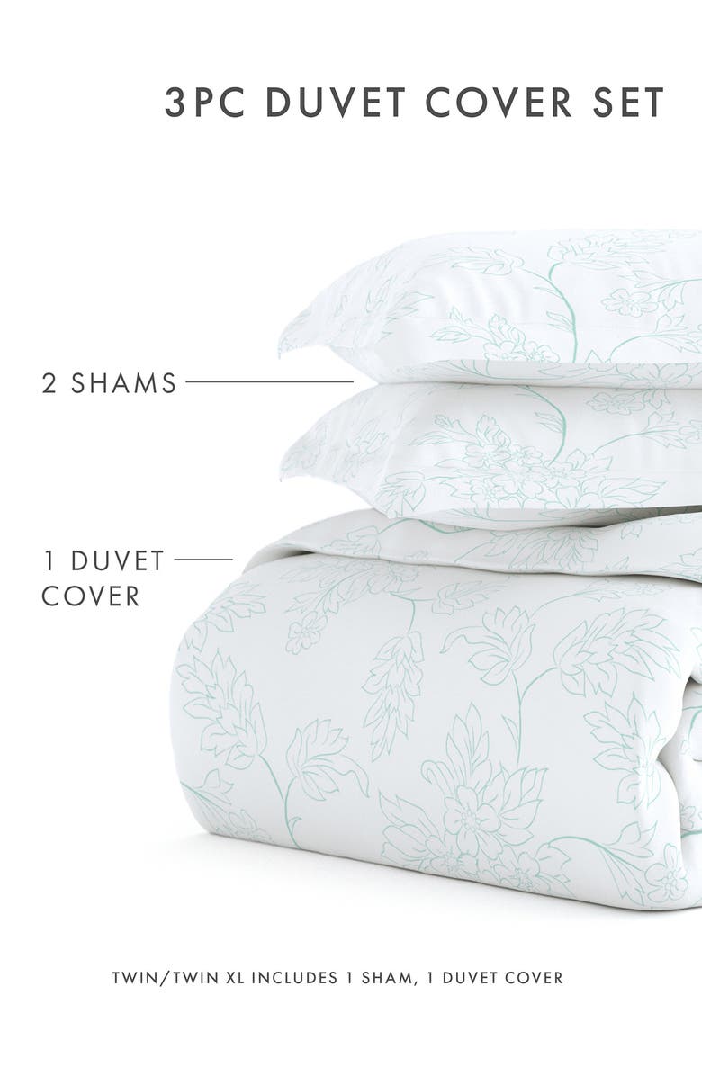 HOMESPUN Premium Ultra Soft Vine Pattern 3-Piece Duvet Cover Set, Alternate, color, Aqua