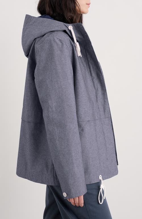 Shop Seasalt Cornwall Blue Depth Waterproof Organic Cotton Jacket In Light Wash Slub Chambray