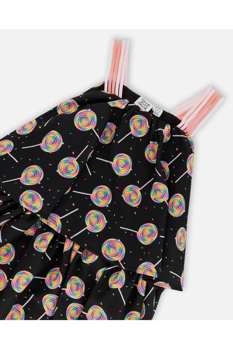 Sleeveless Woven Lollipop Dress, Alternate, color, Black Printed Lollipop