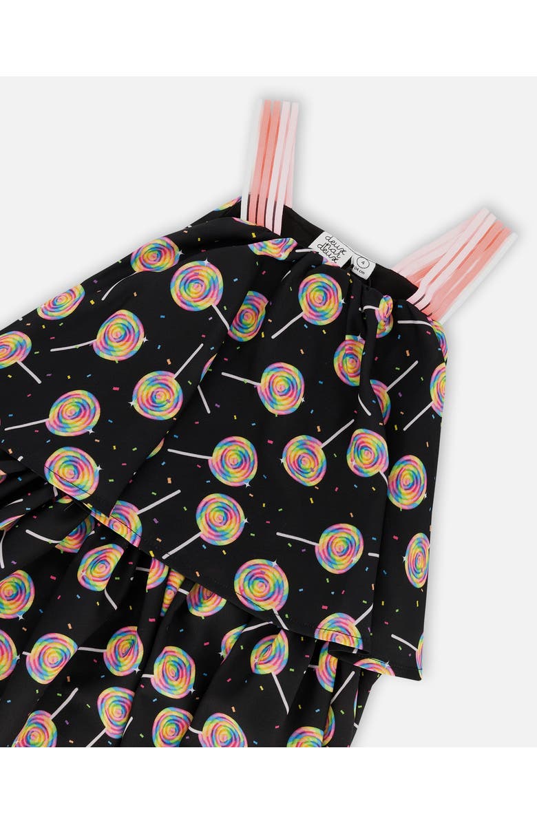 Deux par Deux Sleeveless Woven Lollipop Dress, Alternate, color, Black Printed Lollipop