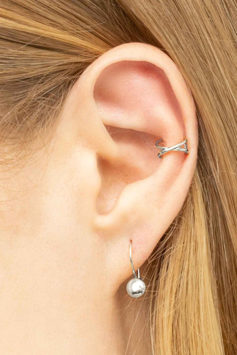 14K Gold Buttoned Up Drop Earrings, Alternate, color, White Gold