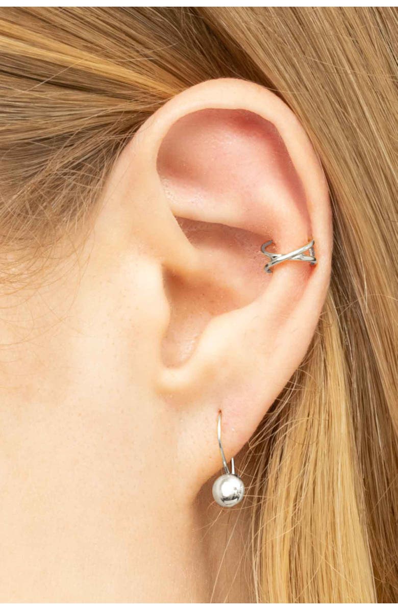 Oradina 14K Gold Buttoned Up Drop Earrings, Alternate, color, White Gold