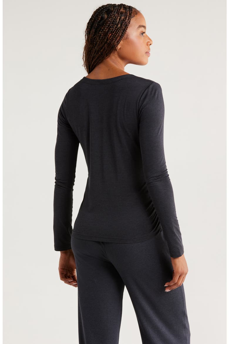 Restore Soft Lite Ruched Long Sleeve T-Shirt, Alternate, color, BLACK