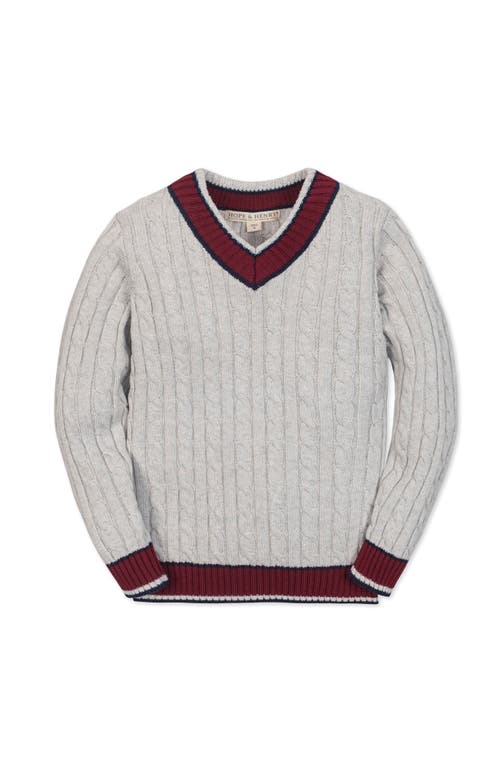 Hope & Henry Kids' Organic Long Sleeve V-neck Cricket Sweater In Neutral