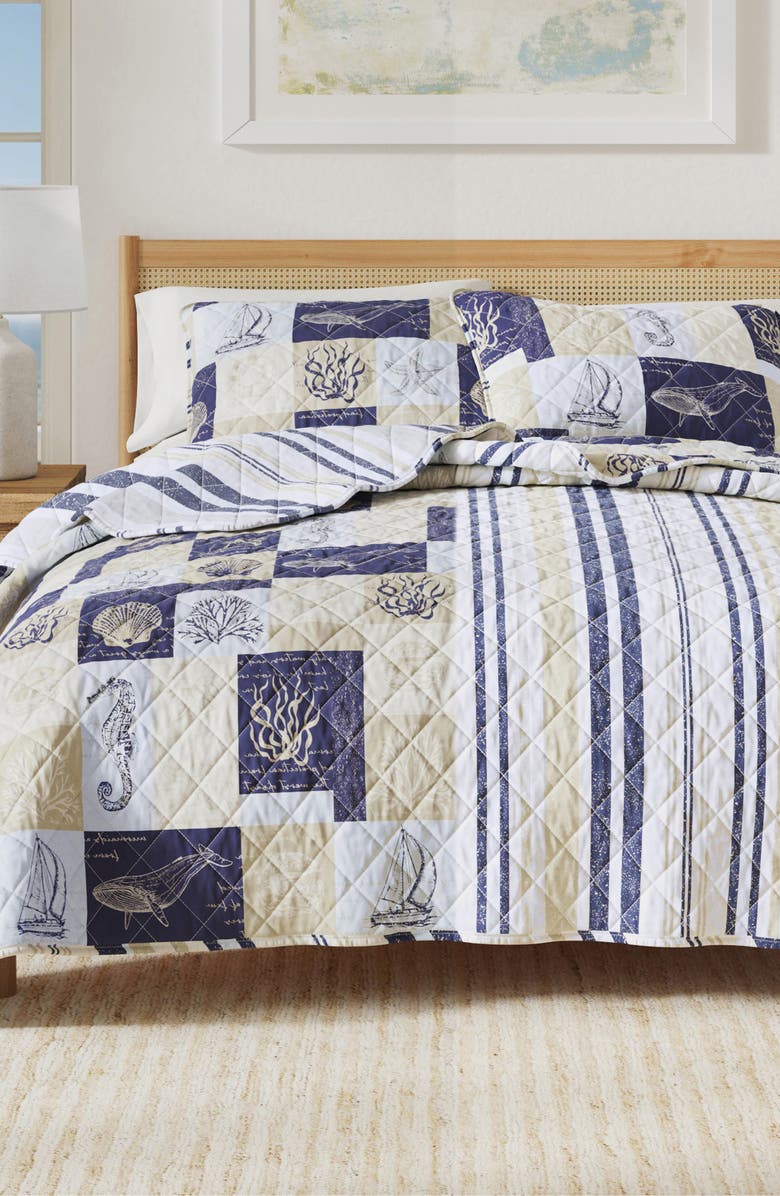 Woven & Weft Coastal Patchwork Reversible Microfiber Quilt Set, Alternate, color, Coastal Patchwork