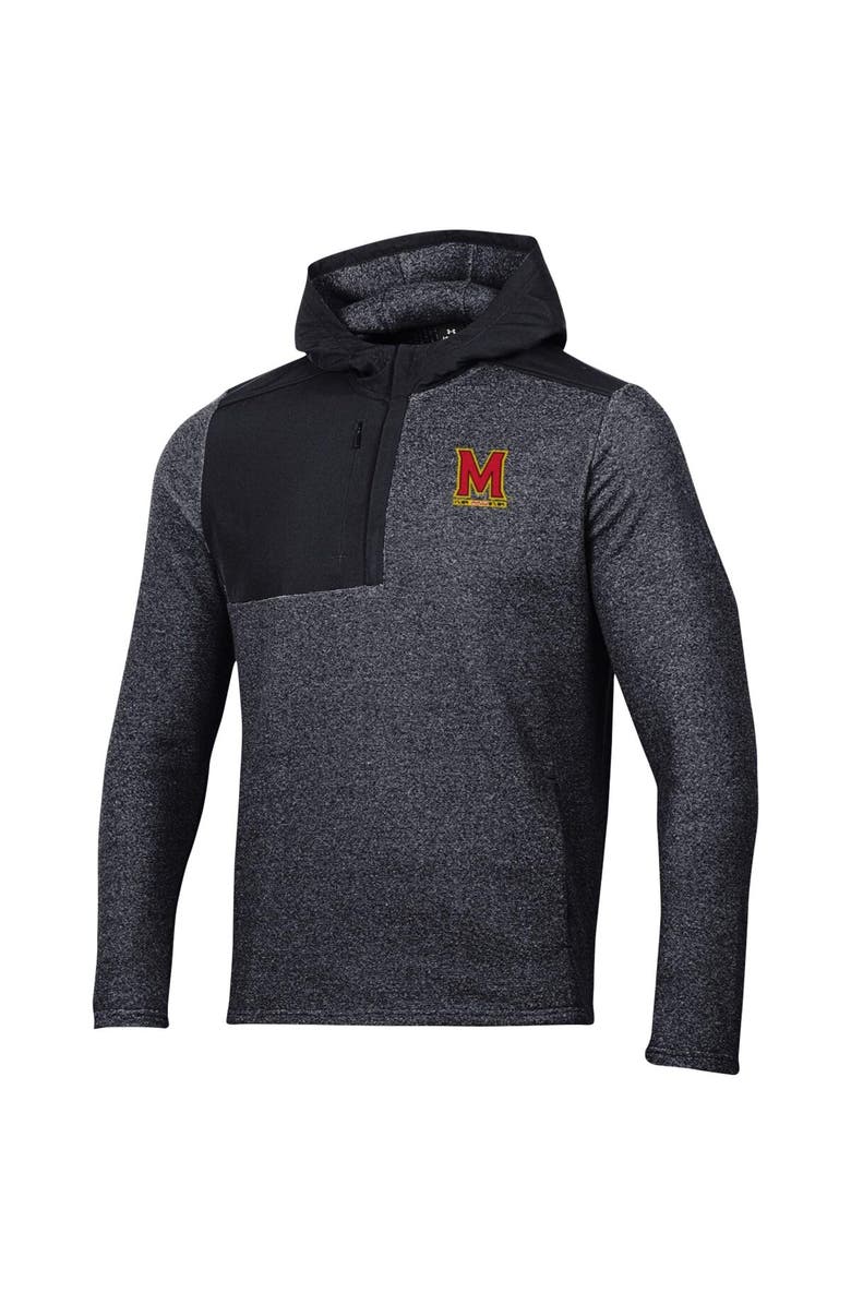 Under Armour Men's Under Armour Black Maryland Terrapins Survivor Fleece Hoodie Quarter-Zip Jacket, Alternate, color, Black
