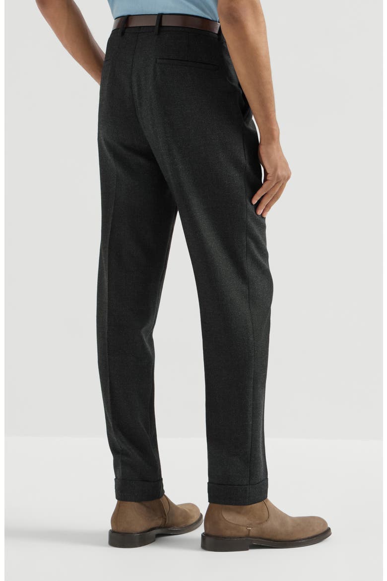 Virgin wool mouliné twill trousers with pleat, Alternate, color, Anthracite