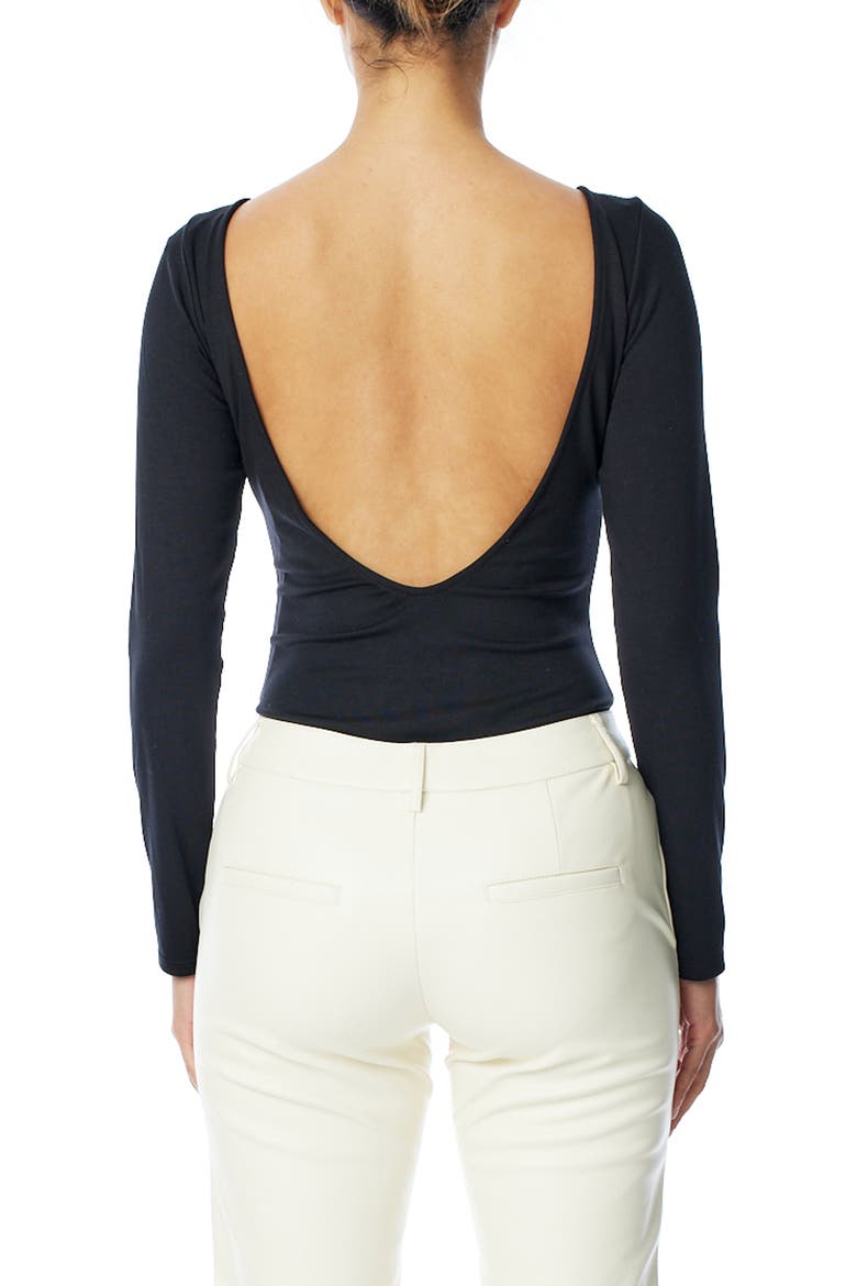 Monica Open Back Bodysuit, Alternate, color, BLACK