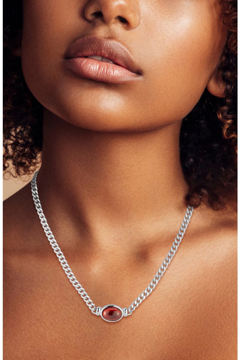 Cubic Zirconia Curb Chain Necklace, Alternate, color, SILVER