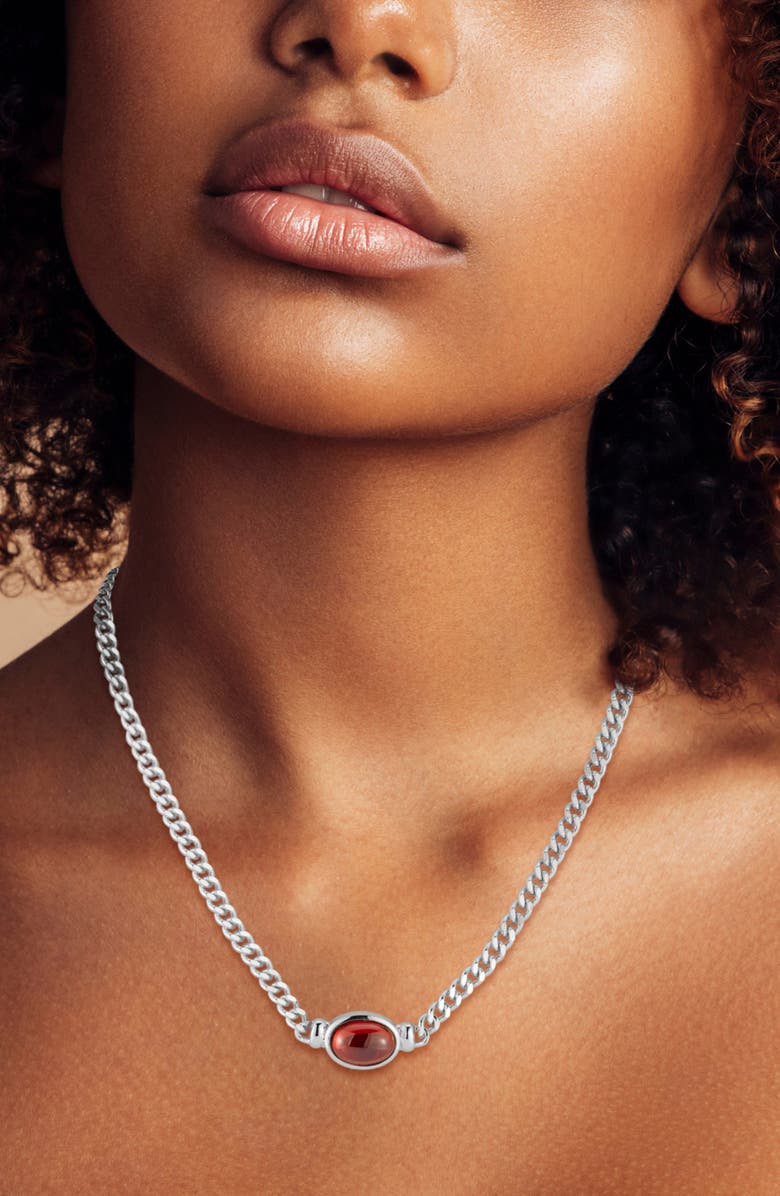 GLAZE JEWELRY Cubic Zirconia Curb Chain Necklace, Alternate, color, Silver