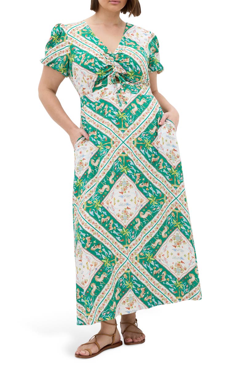 City Chic Aliya Floral Print Maxi Dress, Main, color, Prairie Scarf