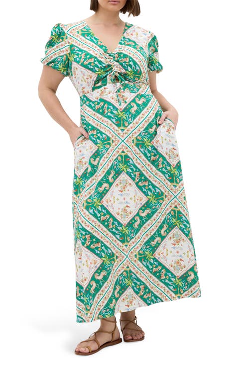 Aliya Floral Print Maxi Dress (Plus)