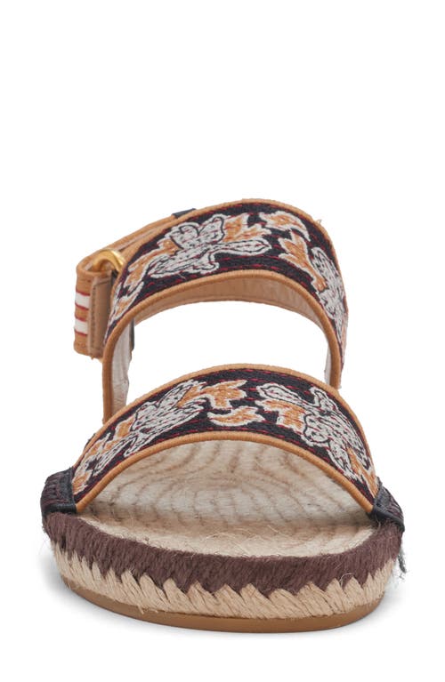 Valentino Garavani Floral Double Strap Espadrille Slingback Sandal In Brown