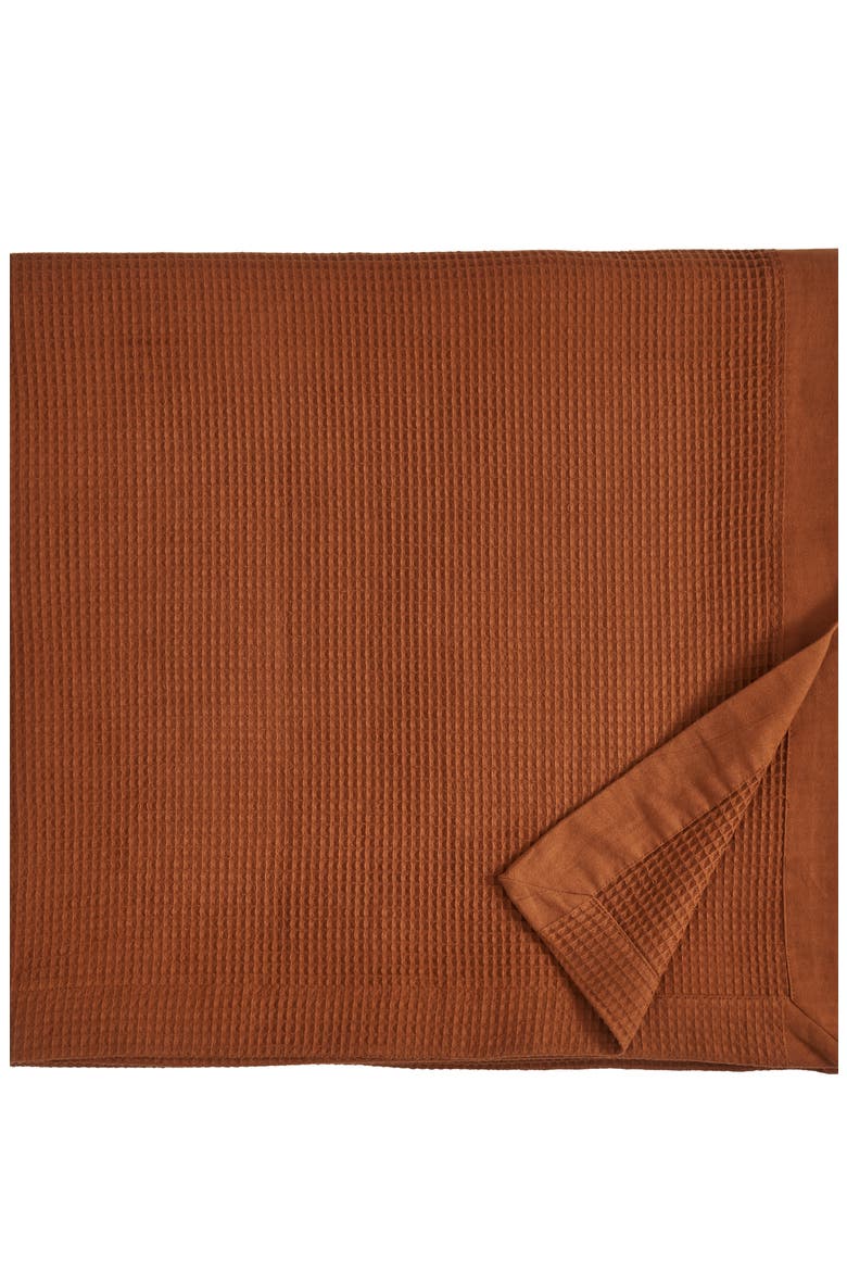 Soft Cotton All-Season Waffle Weave Throw Blanket, Alternate, color, TERRACOTTA