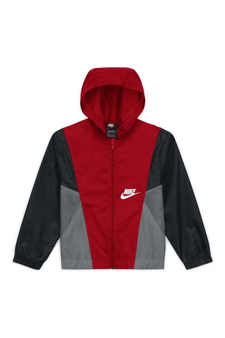Kids' Sportswear Woven Hooded Jacket, Main, color, RED/ BLACK/ SMOKE