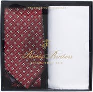 Brooks Brothers Flower Print Tie & Pocket Square Set