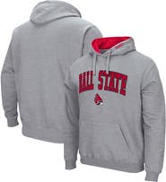 COLOSSEUM Men's Colosseum Heathered Gray Ball State Cardinals Arch & Logo 3.0 Pullover Hoodie