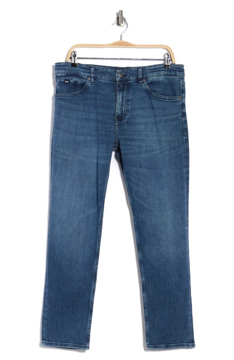 BOSS Maine Regular Fit Straight Leg Jeans, Main, color, Medium Blue