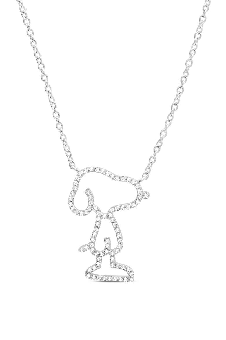 x Peanuts® Pavé Snoopy Silhouette Pendant Necklace, Main, color, PURE PLATINUM / CLEAR STONE