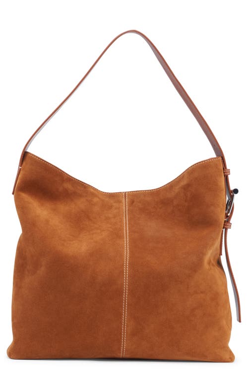 McQueen T-Bar Suede Shoulder Bag in Tan/silver at Nordstrom