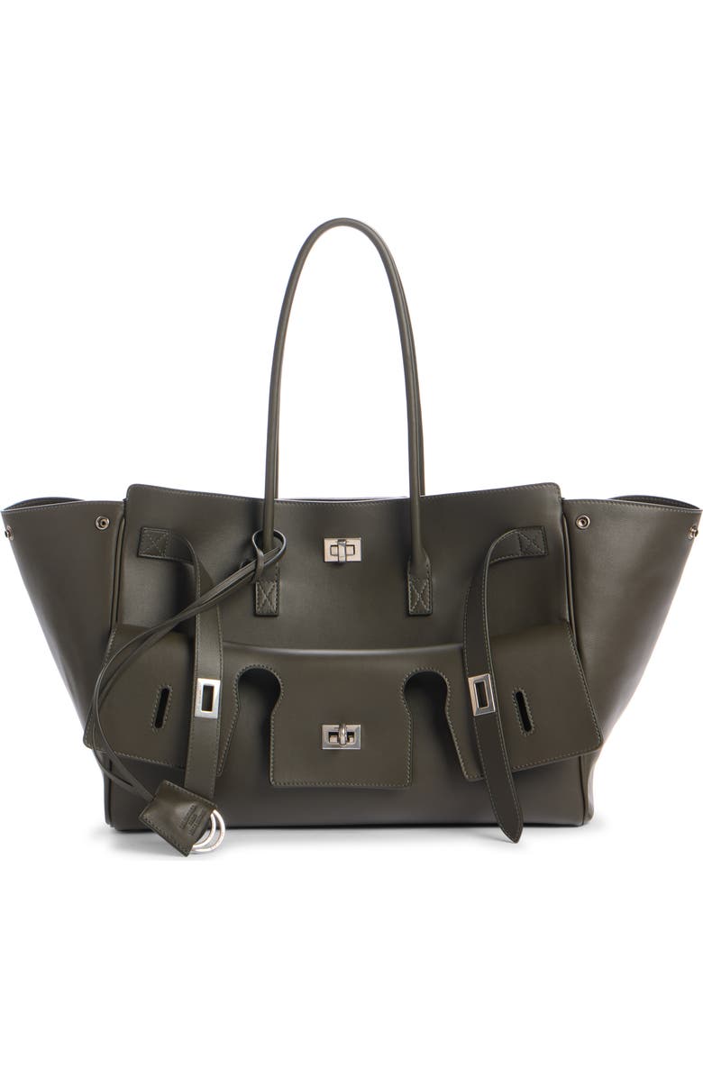 Balenciaga Medium Bel Air Carry All Leather Tote, Main, color, 3503 Khaki