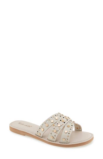 Splendid Samira Studded Slide Sandal In White Sand