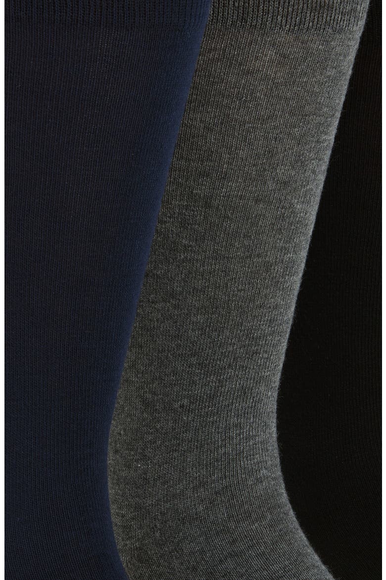 Assorted 3-Pack Combed Cotton Blend Dress Socks, Alternate, color, CHARCOAL BLACK NAVY