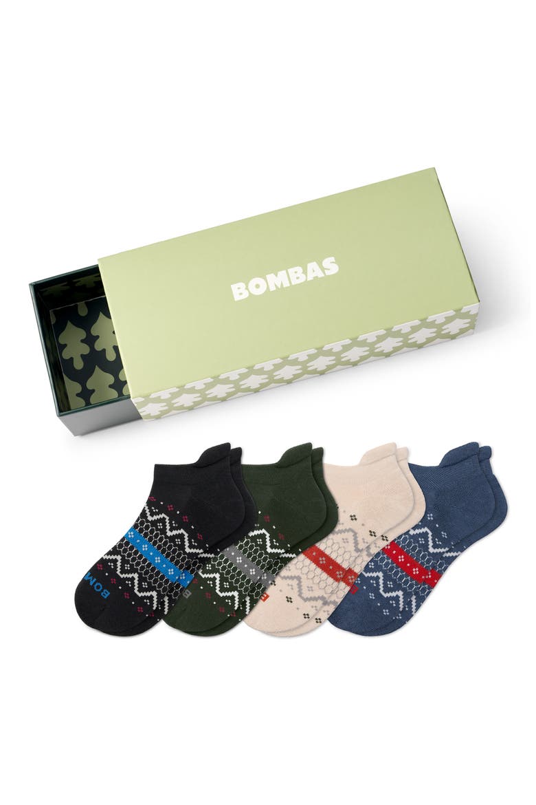 Holi Chevron 4-Pack Ankle Socks, Main, color, SKYLINE BLUE MIX