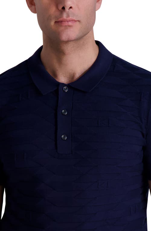 Karl Lagerfeld Kl Monogram Knitted Polo Shirt In Navy