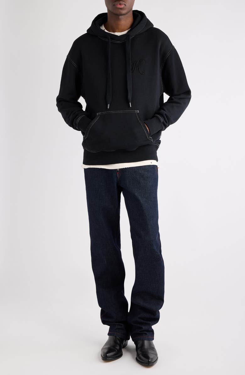 Isabel Marant Matte Oversize Logo Embroidered Hoodie, Alternate, color, Black