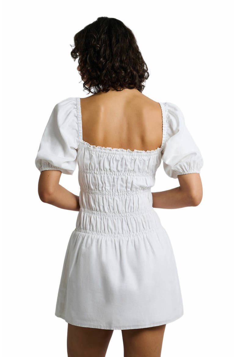 Air Linen Smocked Mini Dress, Alternate, color, WHITE
