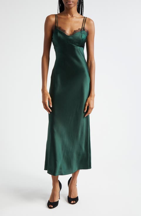 Bixie Lace Detail Silk Blend Slipdress