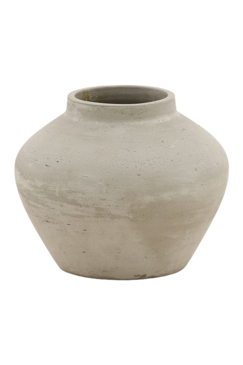 Selene Cement Outdoor Vase, Main, color, Antique White - Medium
