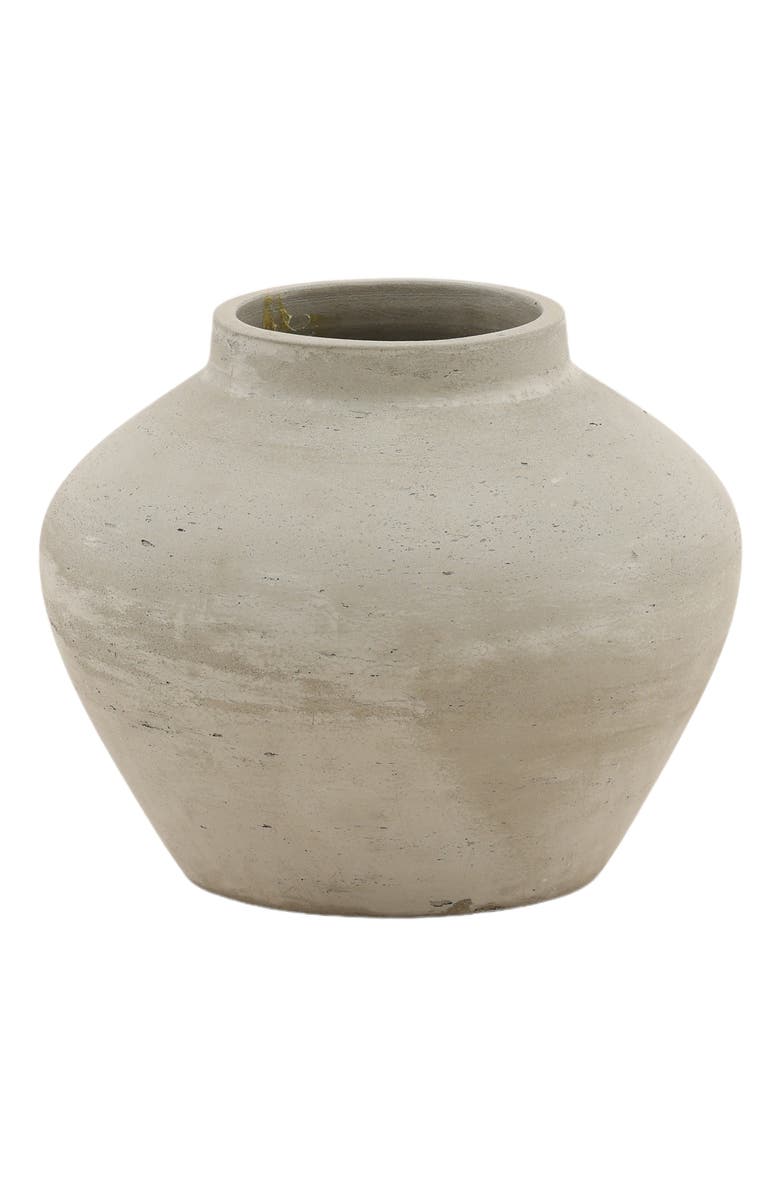 Dovetail Furniture Selene Cement Outdoor Vase, Main, color, Antique White - Medium
