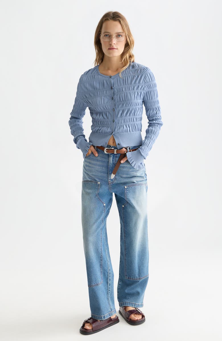 Scotch 
Soda Smocked Crewneck Cardigan, Alternate, color, Infinity