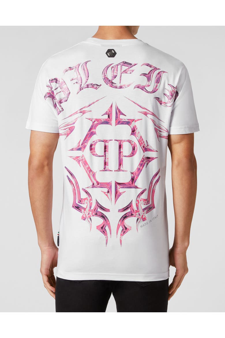 T-Shirt Round Neck Chrome Men, Alternate, color, white