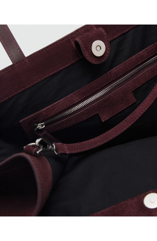 Mango Leather Shopper Bag In Burgundy