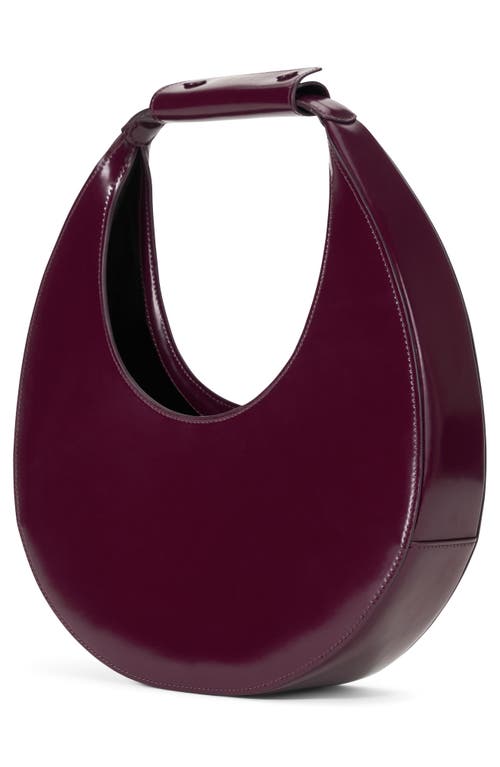 Staud Curved Shoulder Bag Adjustable Strap Top Handle In Burgundy