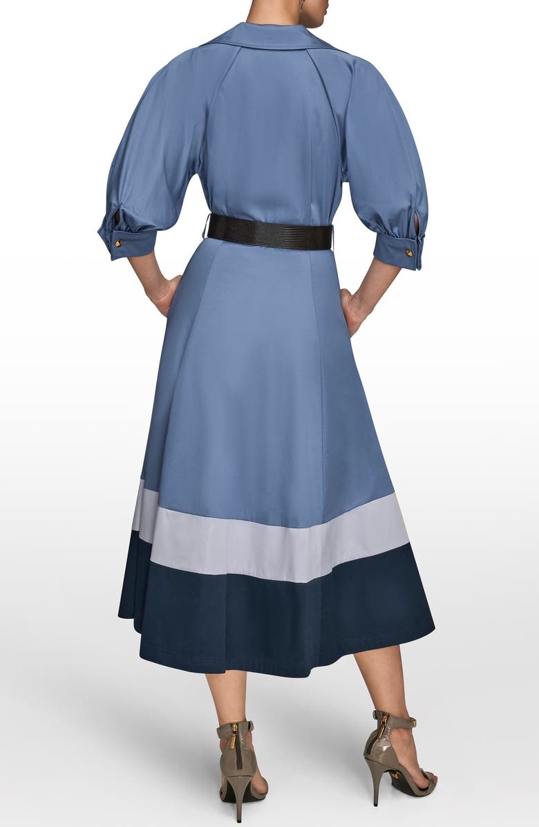 Donna Karan New York Belted Stretch Cotton Shirtdress, Alternate, color, Tempest/ Dusk/ Nightfall