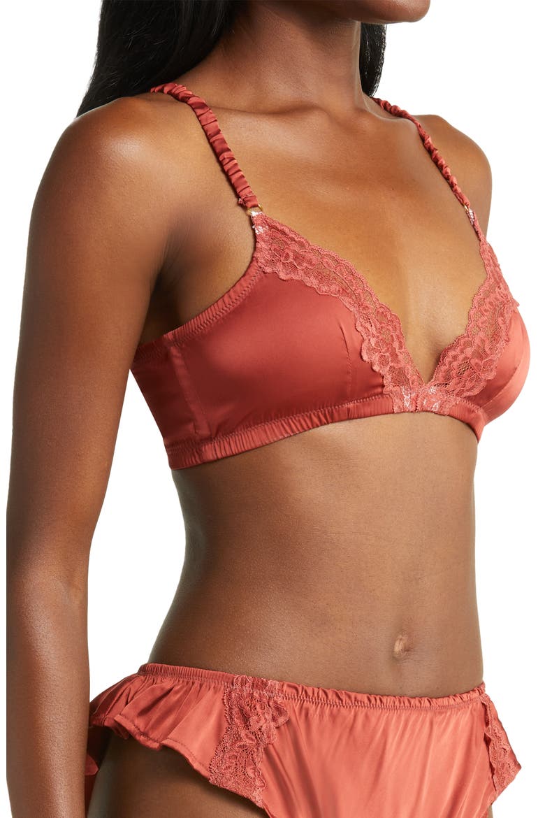 Satin Charmeuse Triangle Bra, Alternate, color, RUST