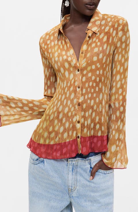 Printed Micropleat Shirt