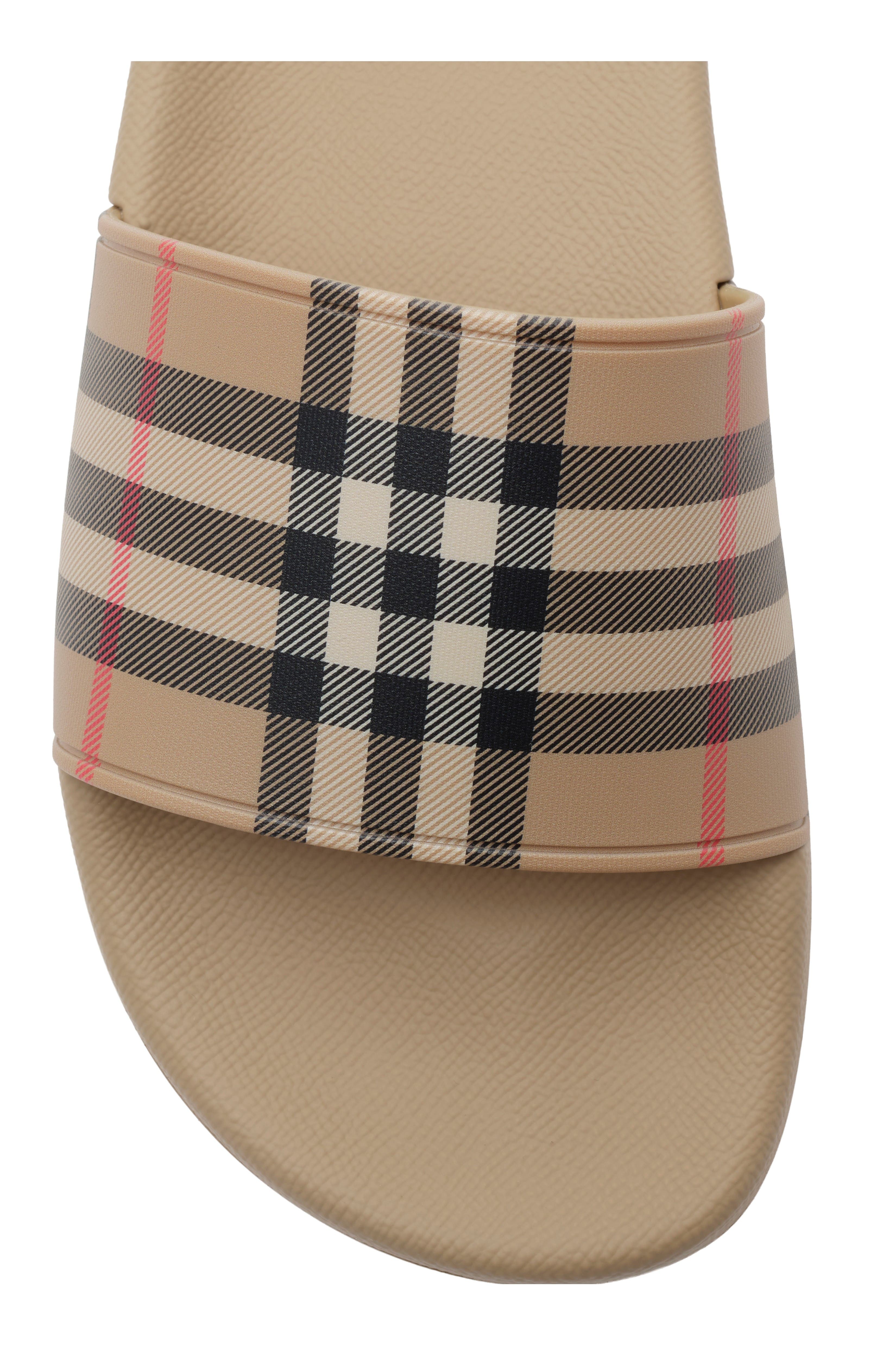 Burberry Check Slides, Alternate, color, Archive Beige