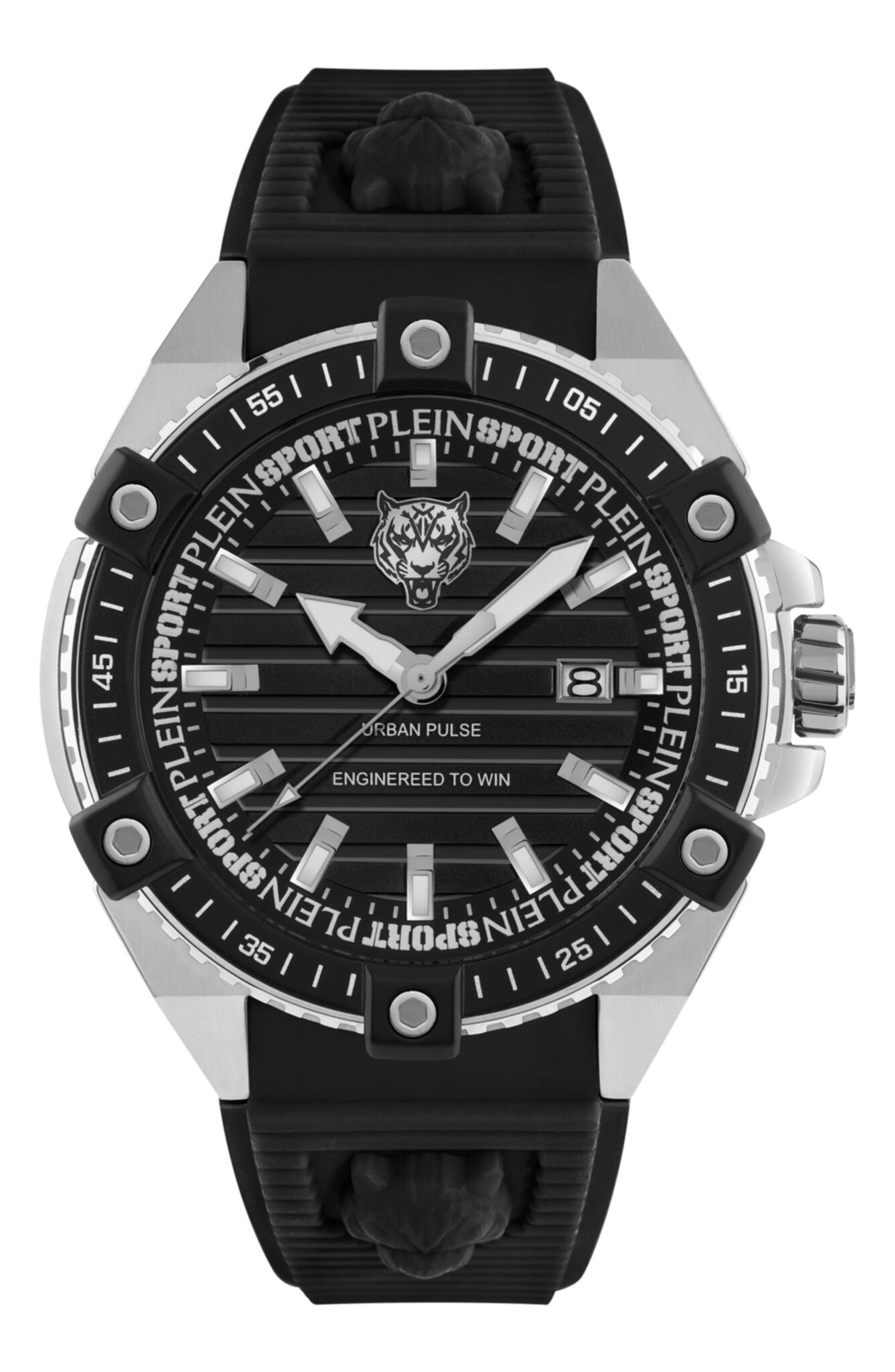 Urban Pulse Three Hand Quartz Silicone Strap Watch, 47mm