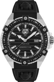 PLEIN SPORT Urban Pulse Three Hand Quartz Silicone Strap Watch, 47mm