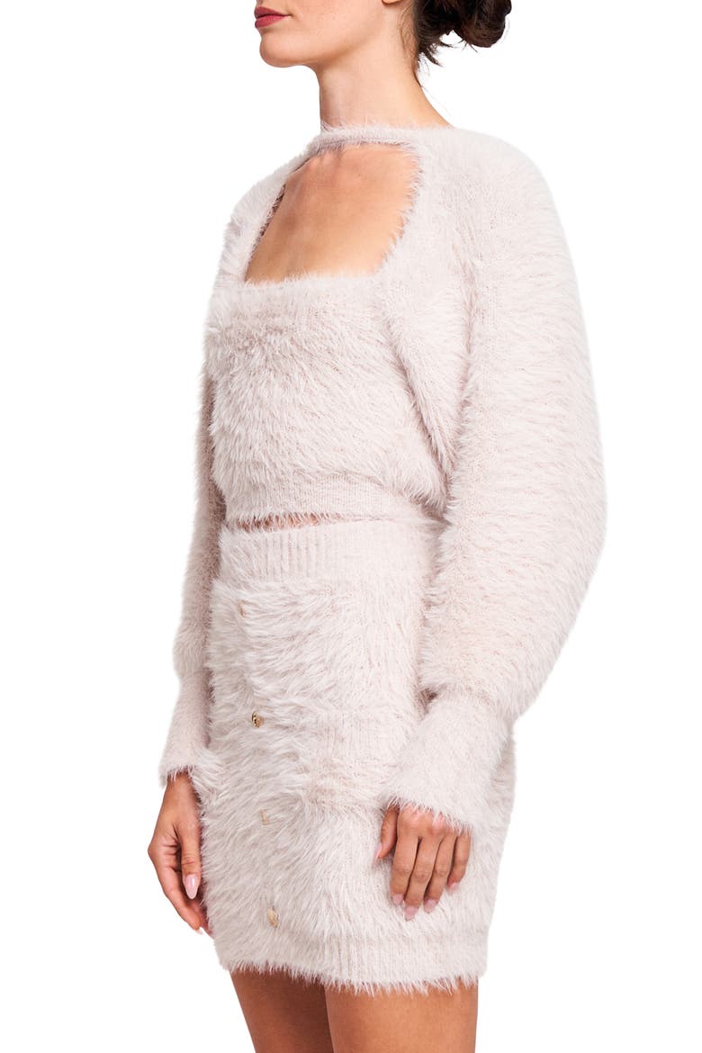 Lane Fuzzy Cropped Sweater, Alternate, color, CREAM