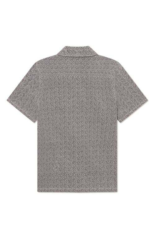 Les Deux Hector Paisley Short Sleeve Cotton Button-up Shirt In Gray