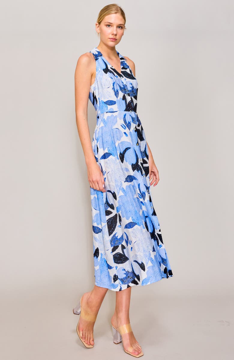 MELLODAY Floral Print Sleeveless Dress, Alternate, color, Ivory/ Blue Multi