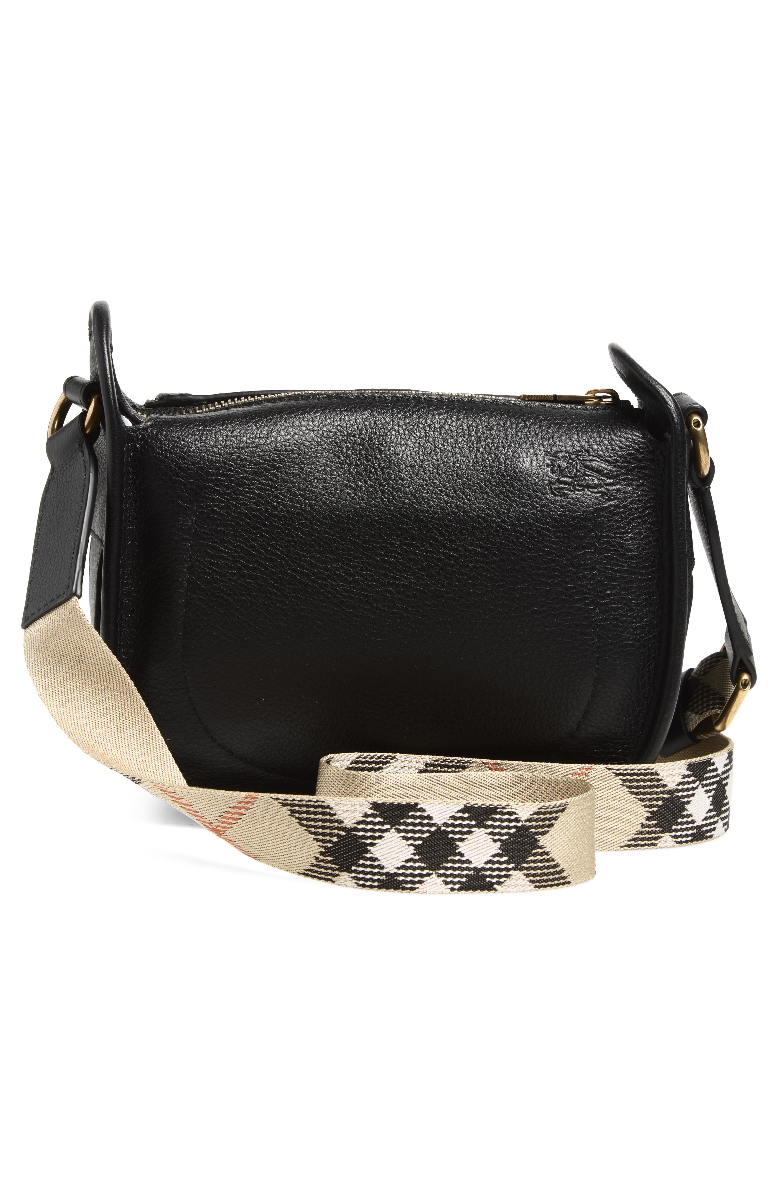 Burberry Mini B Clip Leather Crossbody Bag, Alternate, color, Black